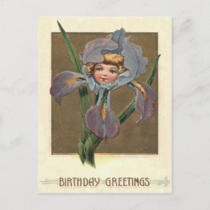 Carte Postale Jolie Petite Fille Orchidée pourpre