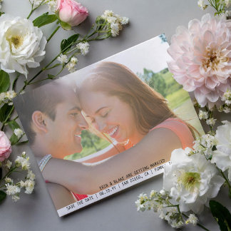 Carte Postale Jolie Photo Simple de Mariage Enregistrer la Date