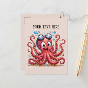 Carte Postale Jolie plage ajouter du texte Été pieuvre
