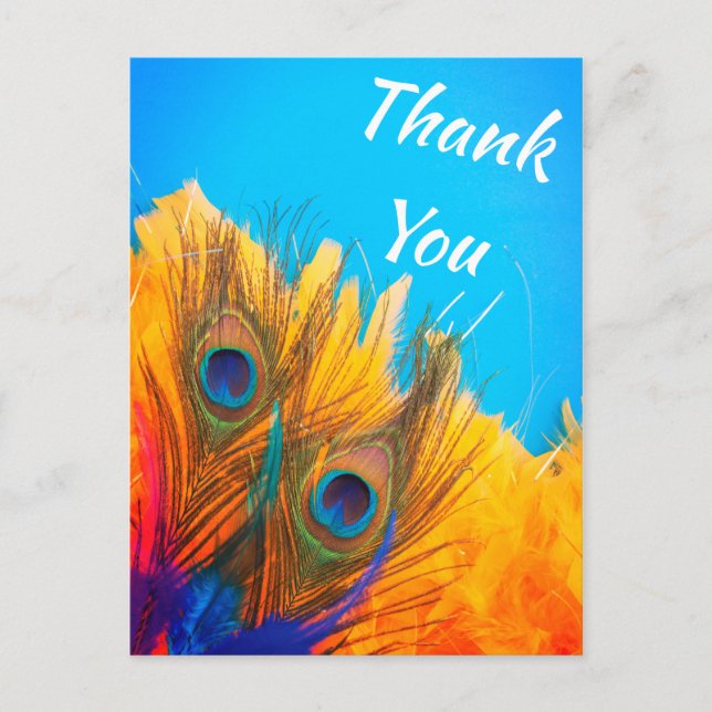 Carte Postale Jolie plume de paon bleu aqua élégante (Devant)