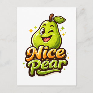 Carte Postale Jolie Poire - Fruit qui déborde de joie - Amis gou