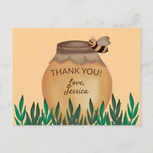 Carte Postale Jolie pot de miel et bébé abeille à l'essor Card M