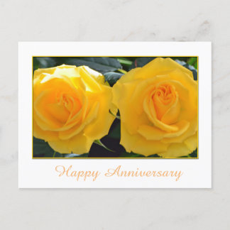 Carte Postale Jolie rose jaune fleurs heureux anniversaire