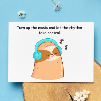 Carte Postale Jolie Sloth Love Music