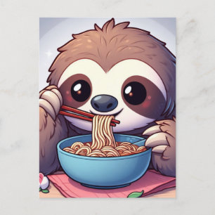 Carte Postale Jolie Sloth Manger Ramen