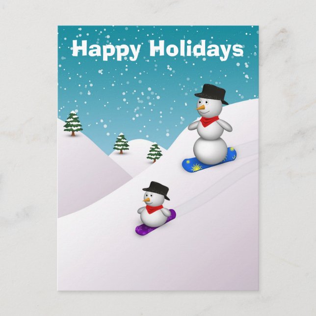 Carte postale Jolie Snowboard Snowmen (Devant)