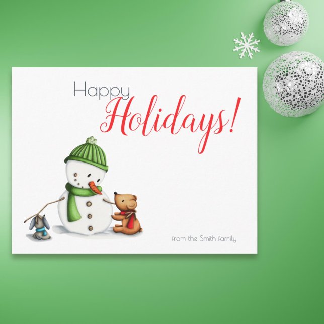 Carte Postale Jolie Snowman Noël hiver (Cute snowman holidays postcard)