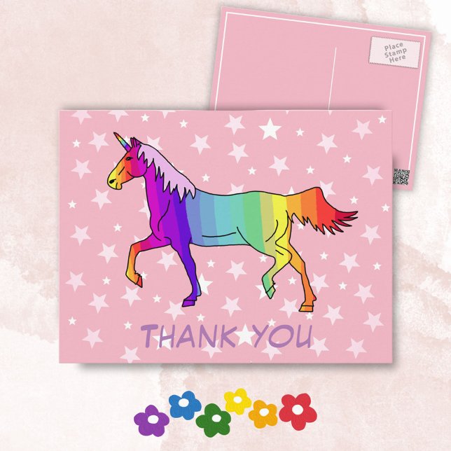 Carte Postale Jolie Unicorn Stars Merci (Créateur téléchargé)