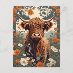 Carte Postale Jolie vache Vintage Highland
