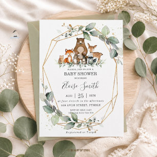 Carte Postale Jolie verdure Animaux de la forêt Baby Shower Neut