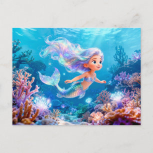 Carte Postale Jolie Vierge de la licorne zodiacale 3D en sirène