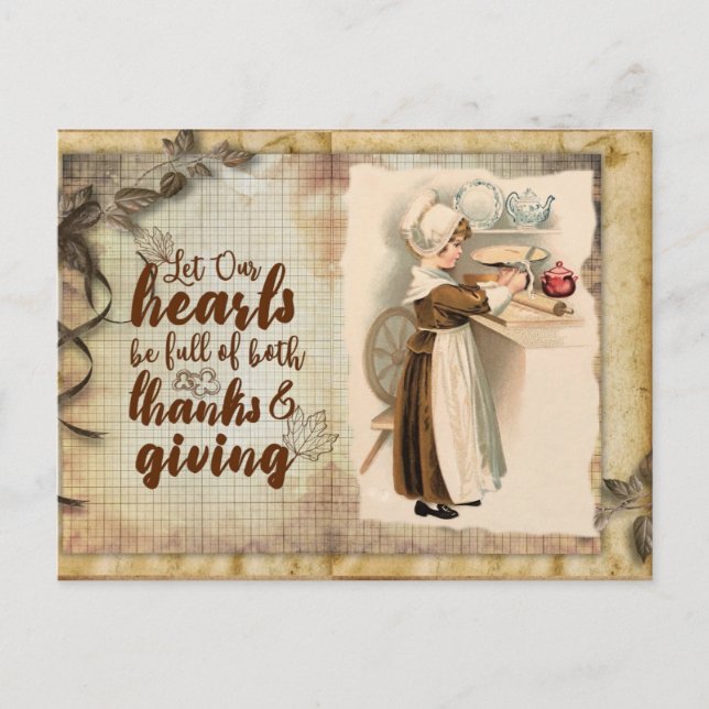 Carte Postale Jolie Vintage Thanksgiving Gratitude  (Devant)
