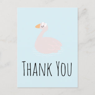 Carte Postale Jolies Filles au Cygne Rose Anniversaire Merci