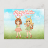 Jolies filles lapins de Pâques d'anime
