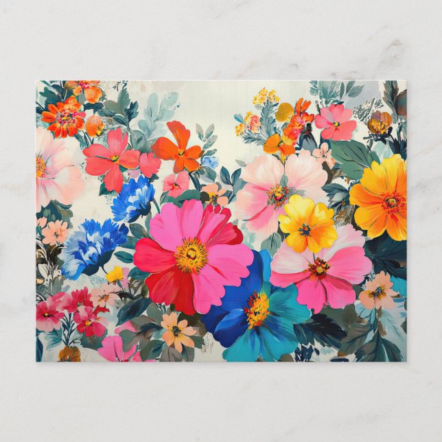 Carte Postale Jolies Fleurs Colorful Motif Floral Beau (Devant)