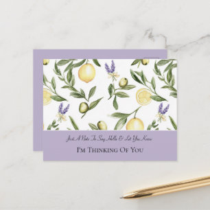 Carte Postale Jolies Fleurs de Lavande Citrons Pensant à Vous