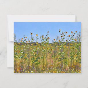 Carte Postale Jolies fleurs de tournesol sur une clôture de ferm