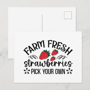 Carte Postale Jolies fraises fraîches de la ferme