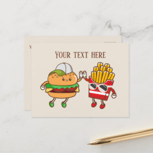 Carte Postale Jolies frites hamburger ajouter du texte