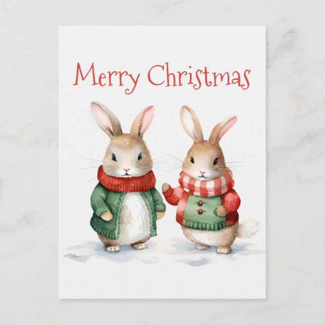 Carte Postale Jolies lapines de Noël (Devant)