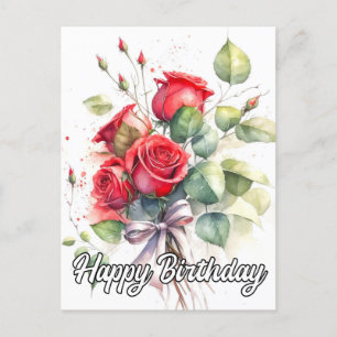 Carte Postale Jolies roses rouges vintage