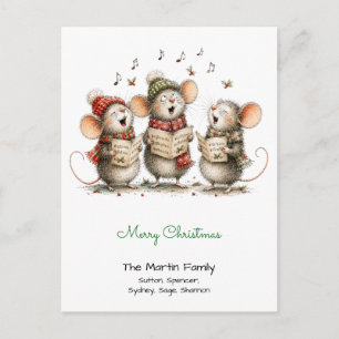 Carte Postale Jolies Souris Chantant des Cantiques Joyeux Noël