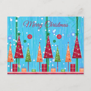 Carte Postale Jolis, Colorés, Sapins de Noël, Noël