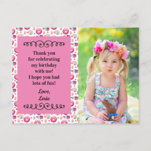 Carte Postale Jolis gâteaux roses et doughnuts pour anniversaire
