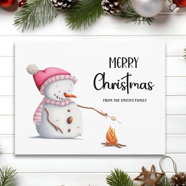 Carte Postale Jolis marshmallows de Noël bonhomme de neige (Créateur téléchargé)