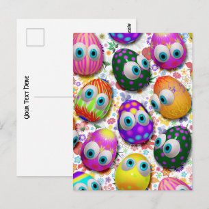 Carte Postale Jolis œufs de Pâques de dessin animé drôles