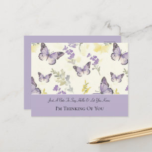 Carte Postale Jolis Papillons Lavande Pensant à Vous