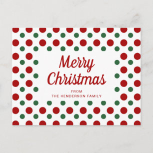 Carte Postale Jolis points rouges et verts Joyeux Noël