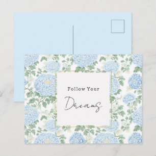 Carte Postale Jolis rêves de fleurs blanches bleu clair