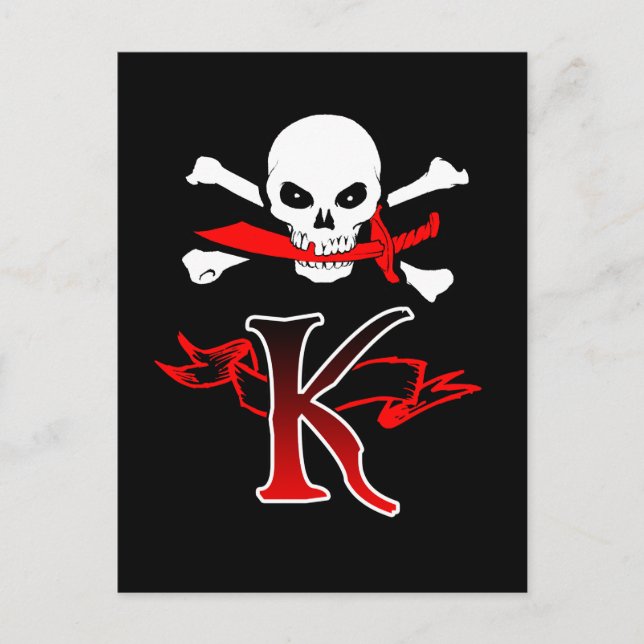 Carte Postale Jolly roger K Monogramme initial (Devant)