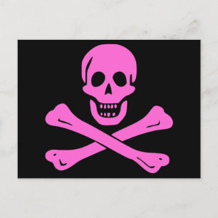 Carte Postale jolly roger rose