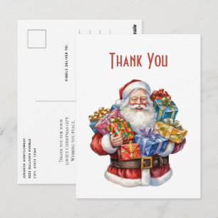 Carte Postale Jolly Santa Claus classique Merci de Noël