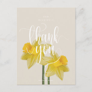 Carte Postale Jonquille minimaliste Photo Merci Entreprise Gris