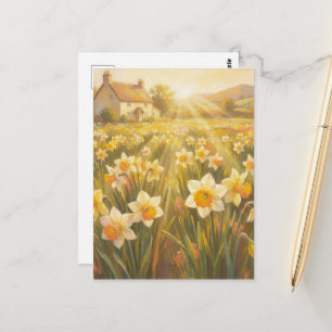 Carte Postale Jonquilles Ensoleillées - Style de Peinture Pastel