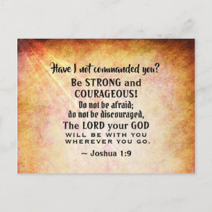 Carte Postale Joshua 1:9 Be Strong and Courageous, Bible Versets