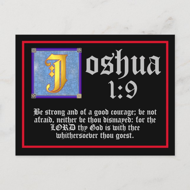 Carte Postale Joshua 1 9 Gold Illuminé Lettre Bible Citation (Devant)