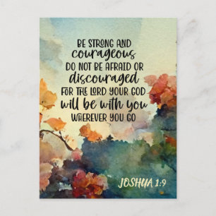 Carte Postale Joshua 1:9 Soyez fort et courageux aquarelle