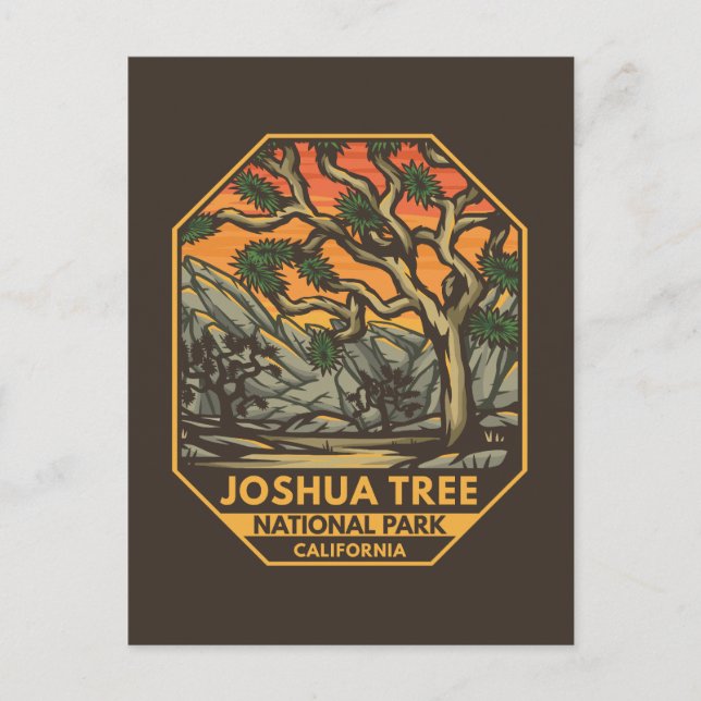 Carte Postale Joshua Tree National Park Sunset Retro Emblem (Devant)