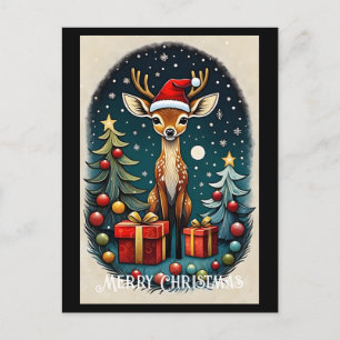 Carte Postale Jote Père Noël Baby Deer Christmas Tree Cadeau