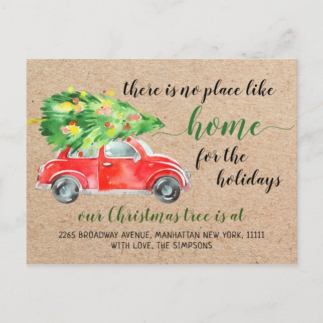 Carte Postale Jote Rouge Noël Voitures de vacances Faire-part mo (Devant)