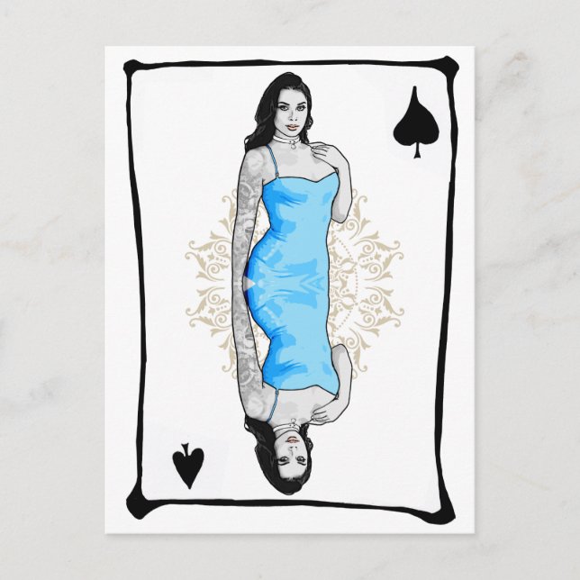 Carte Postale Jouer Cartoon Girl Spades (Devant)