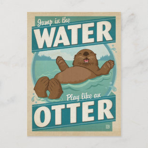 Carte Postale Jouer comme une loutre