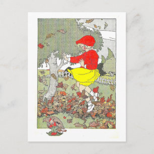 Carte Postale "Jouer en Feuille" Illustration automne/automne