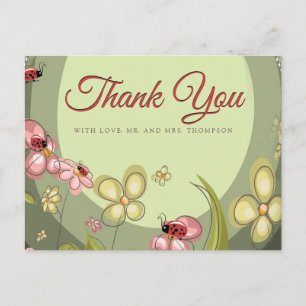 Carte Postale Jouer Merci vert et oiseau-dame