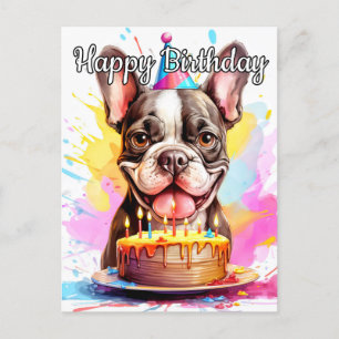 Carte Postale Jouer petit chiot Joyeux anniversaire