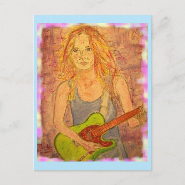 Carte Postale jouer plus folk rock guitare (Devant)